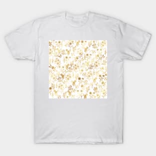 Botanical Gold Flowers Pattern T-Shirt